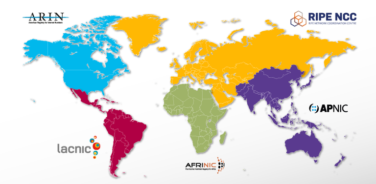 RIR regije mapa